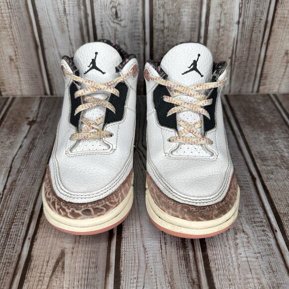 Air Jordan 3 Retro Toddler Kids 10C Red Stardust PS Shoes White Sneakers - Picture 2 of 8